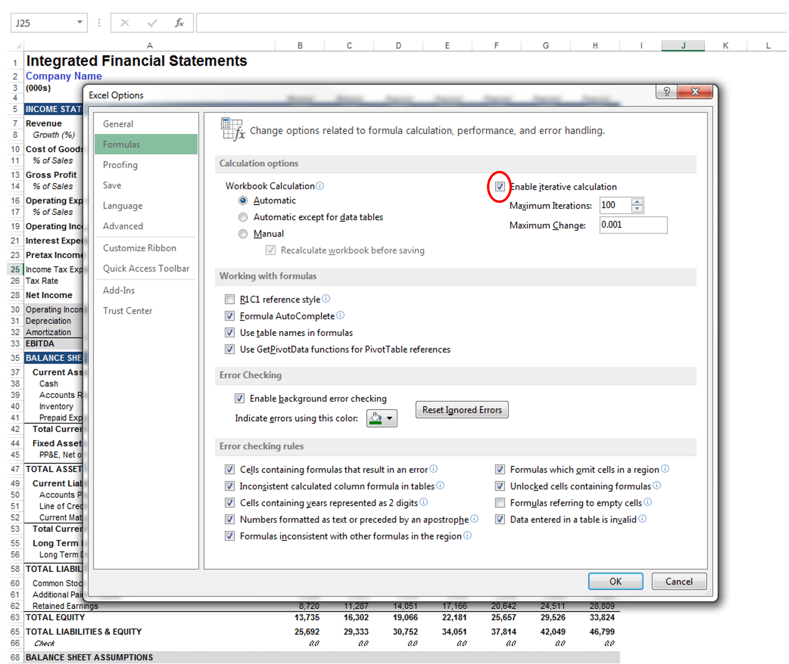 Enable Iterative Calculation